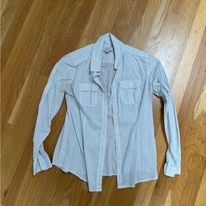 White polka dot button down